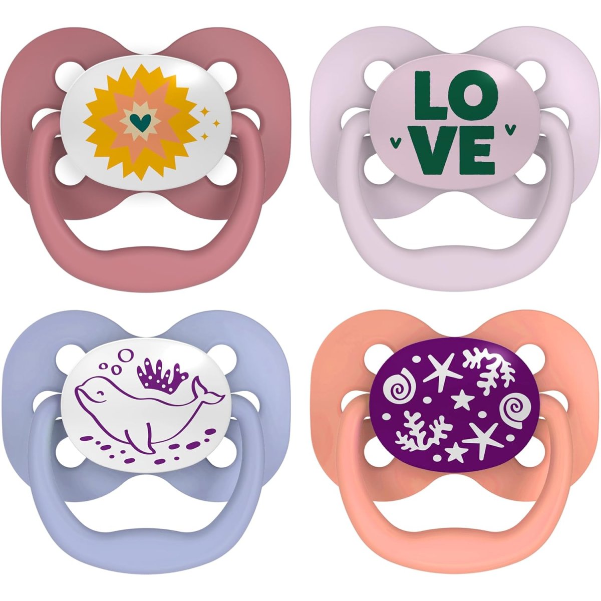 Advantage Pacifier - Stage 1 -Lavender Love/Glow in The Dark Coral Ocean