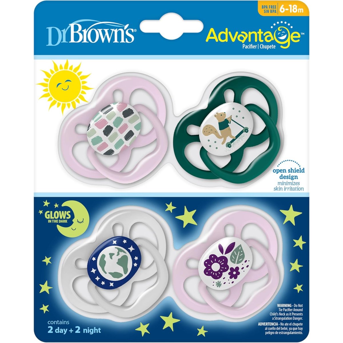 Advantage Pacifier - Stage 2 -Scooter Squirrel/Glow in the Dark Purple