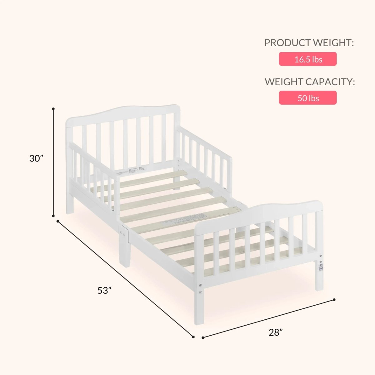 Memphis Classic Design Toddler Bed - White