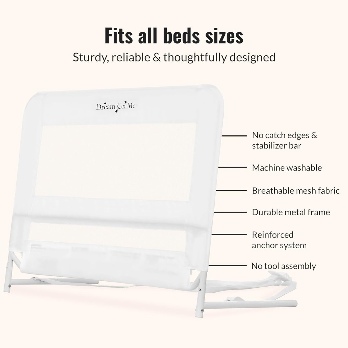 Mesh Security Crib Rail - White