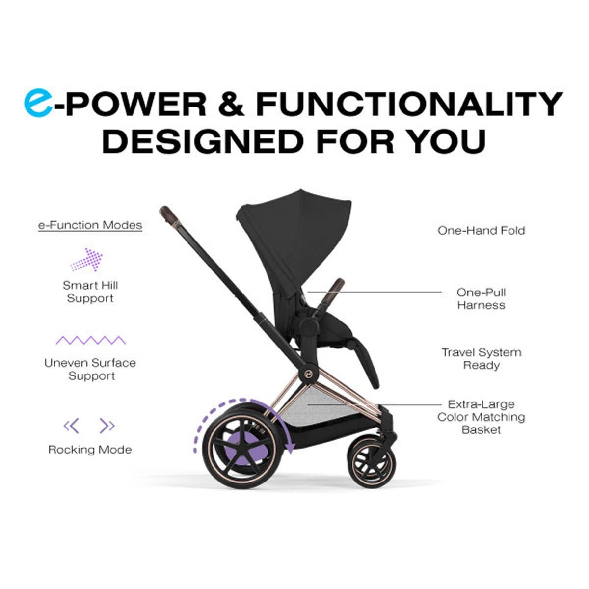 E - Priam Chrome Black Frame Stroller