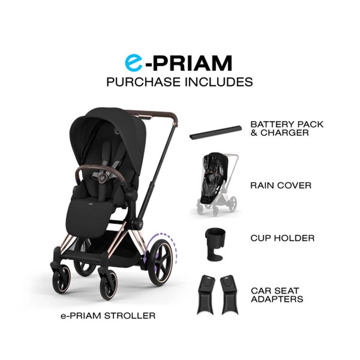 E - Priam Chrome Black Frame Stroller