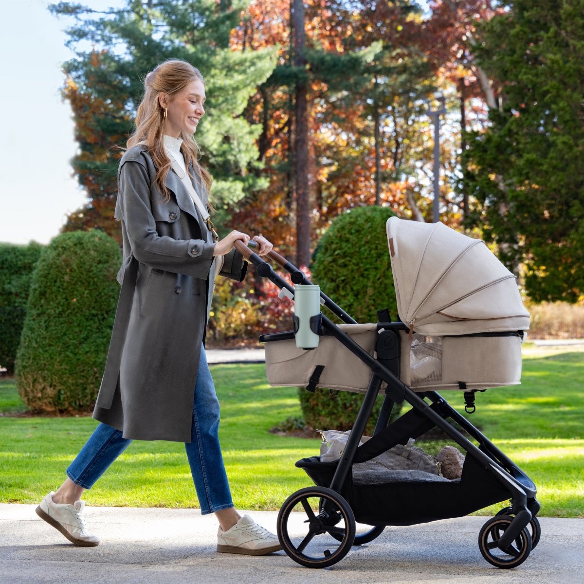 Shyft Intuiti+ Travel System/Revolve180 LiteMax NXT Rotating Infant Seat with SensorySoothe Travertine