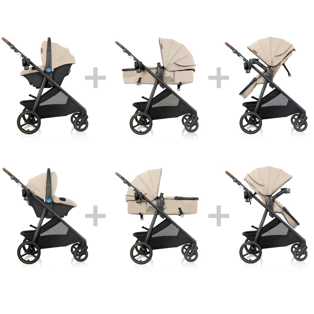 Shyft Intuiti+ Travel System/Revolve180 LiteMax NXT Rotating Infant Seat with SensorySoothe Travertine