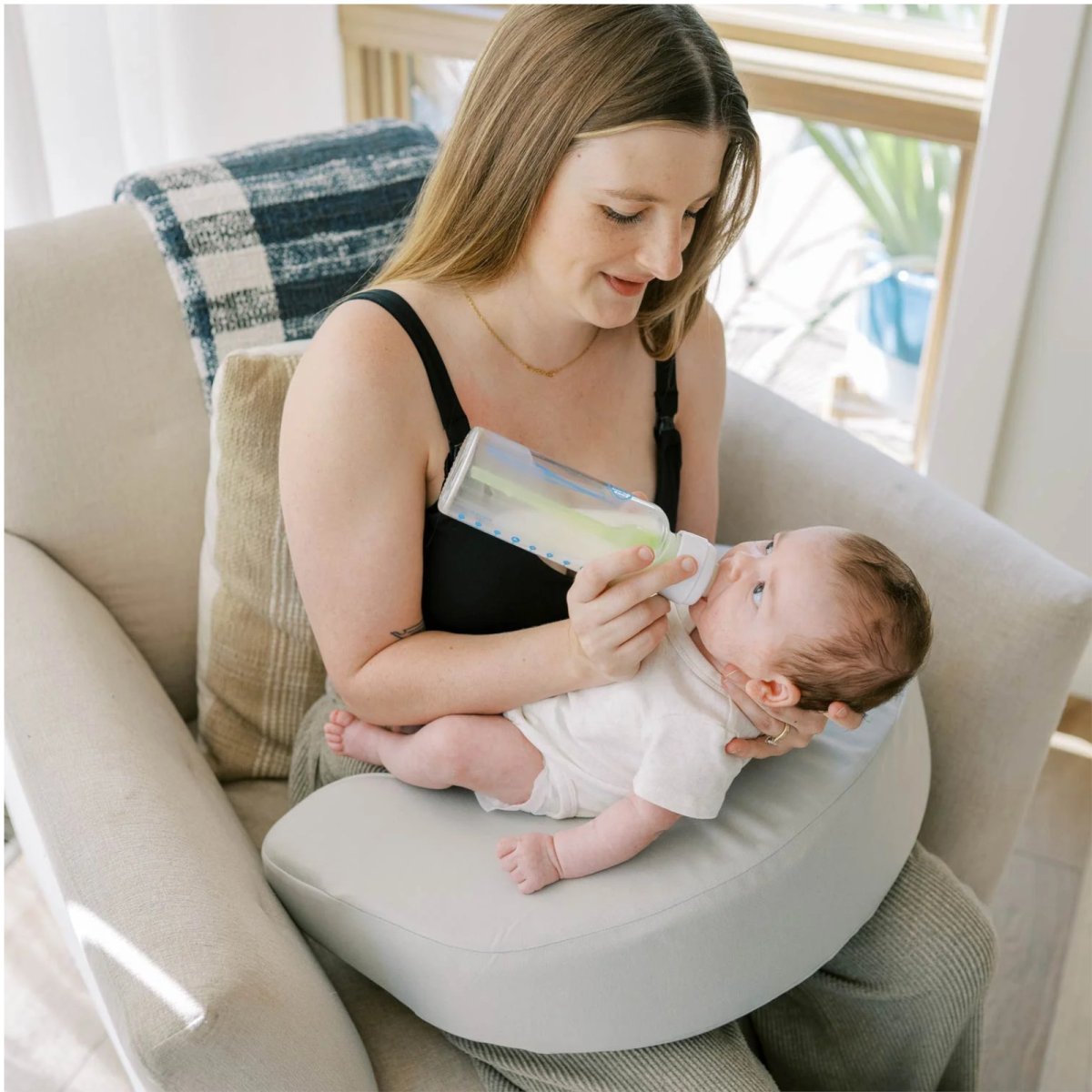 Feeding and Nursing Lap Support Pillow - Light Grey
