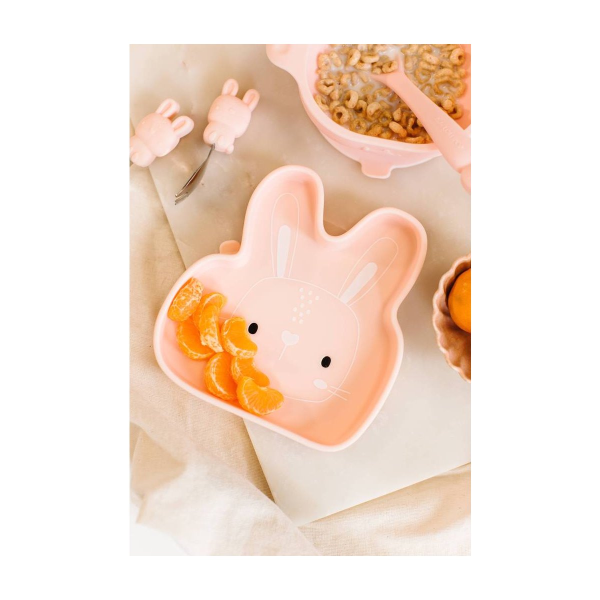 Silicone Snack Plate - Bunny/Blush Pink
