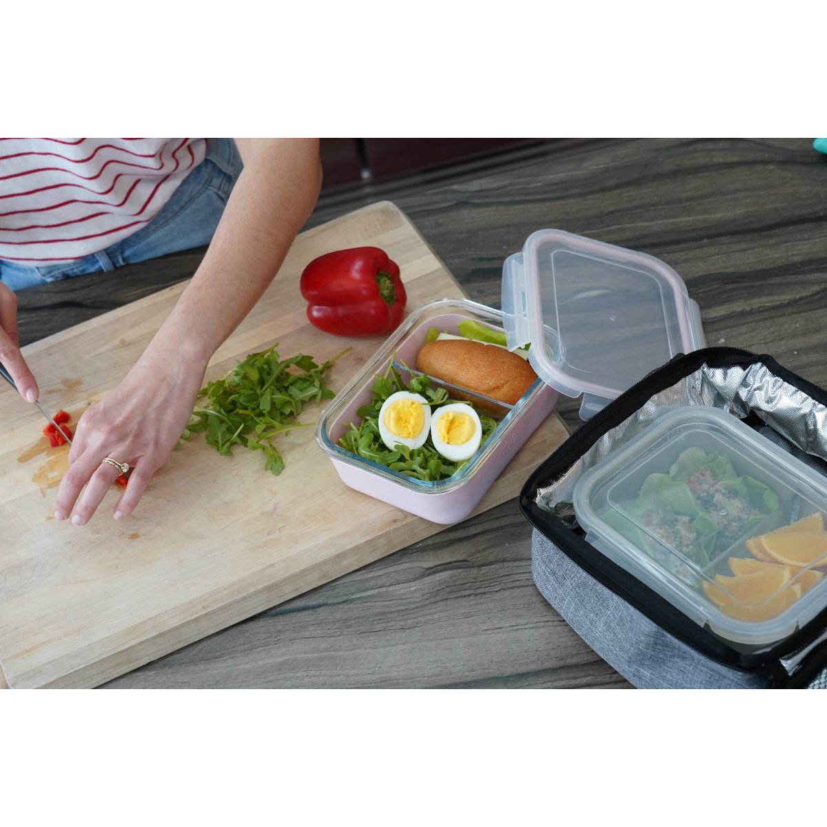 Glass Container with Silicone Sleeve - Blue 25oz