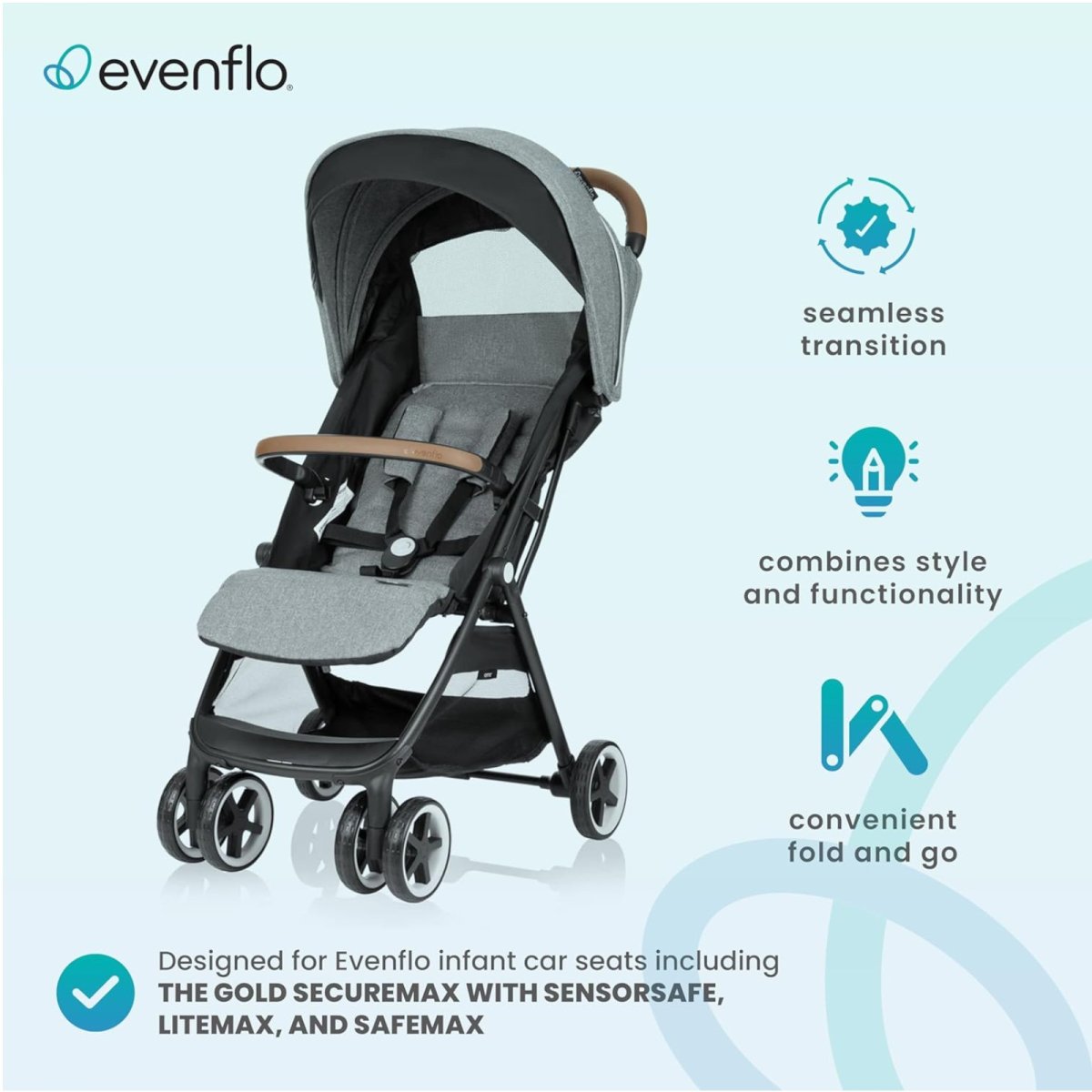 GOLD Otto Self-Folding Lightweight Stroller - Moonstone