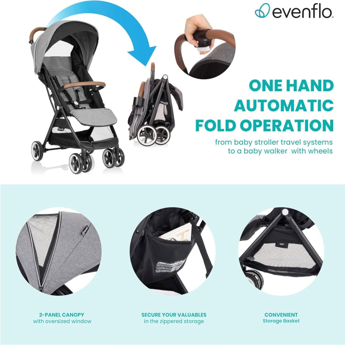 GOLD Otto Self-Folding Lightweight Stroller - Moonstone