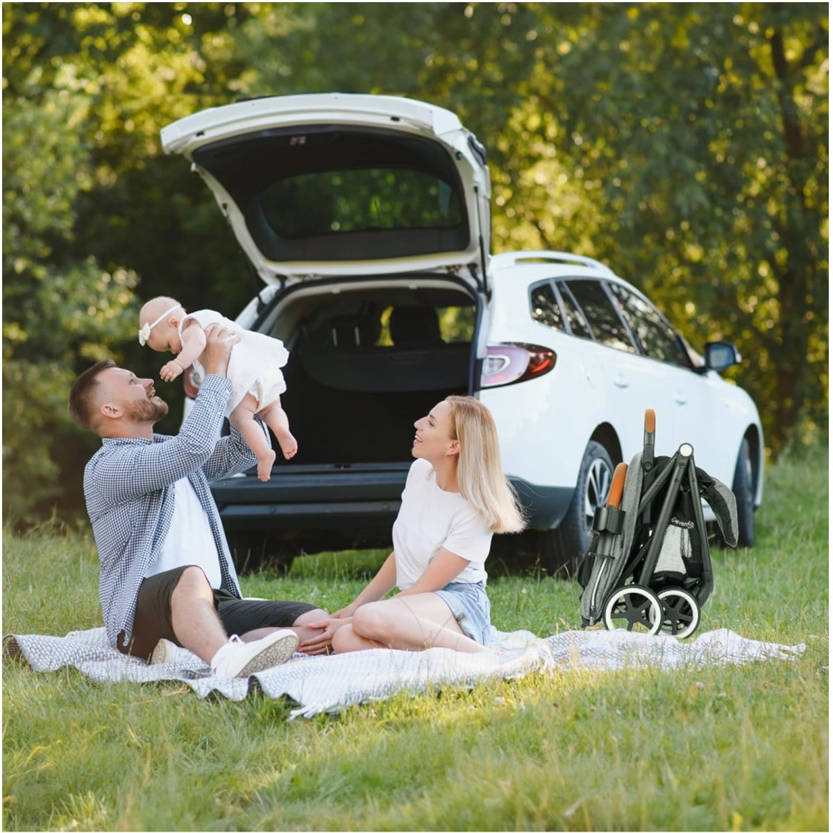 GOLD Otto Self-Folding Lightweight Stroller - Moonstone