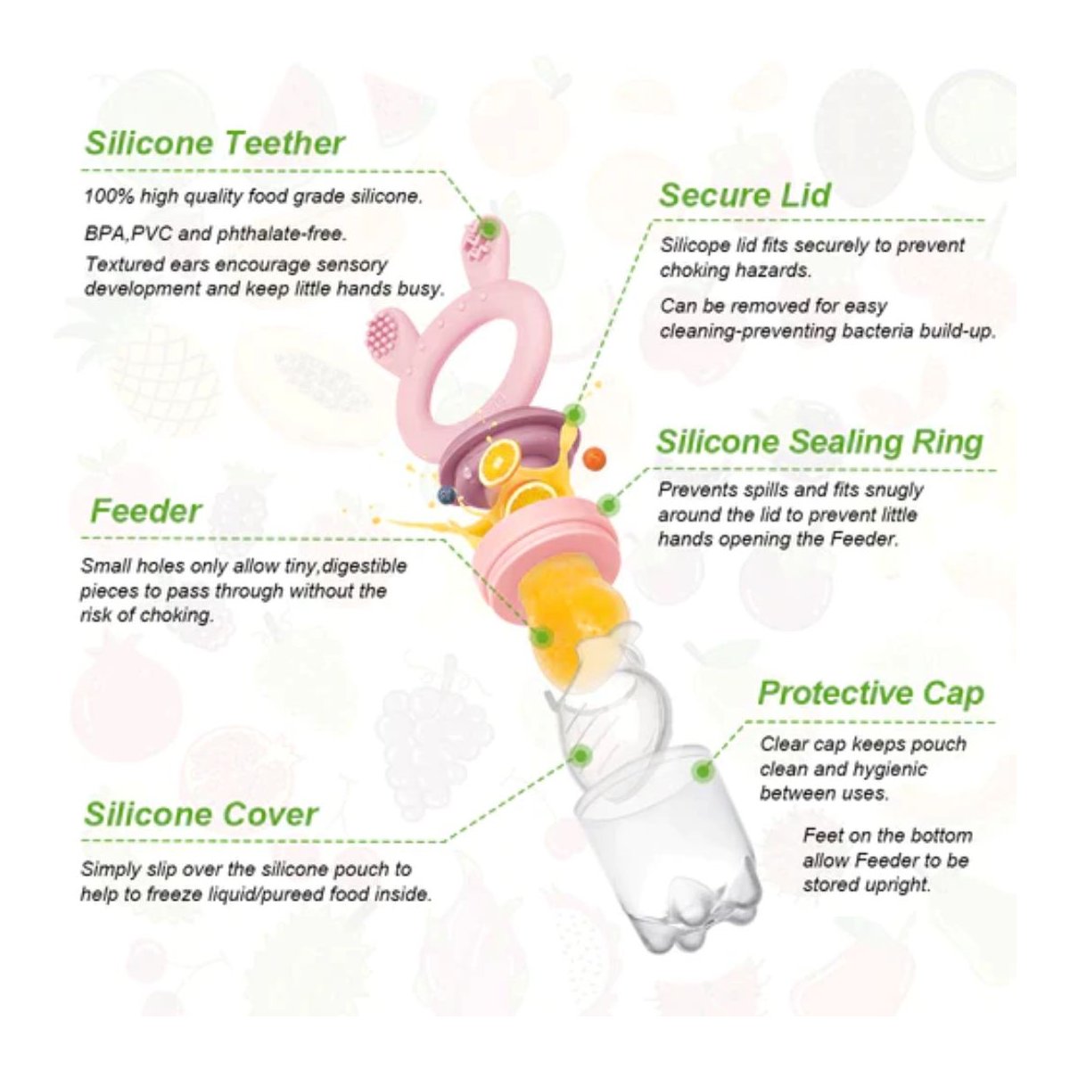 Fresh Food Teether Feeder - Pea Green