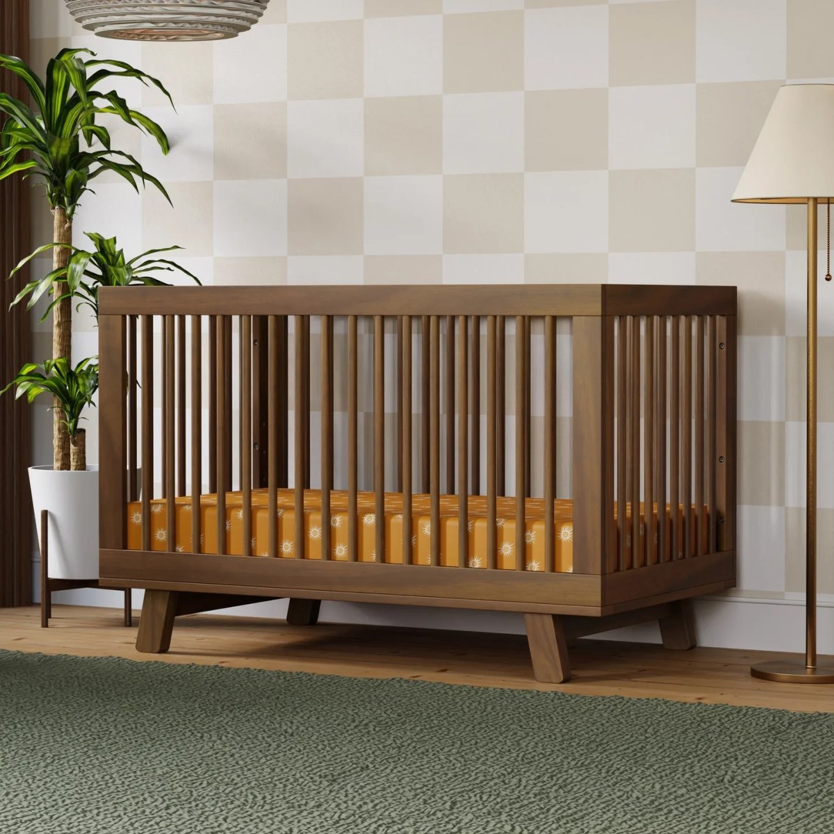 Hudson 3 In 1 Crib With Toddler Rail - Natural Walnut