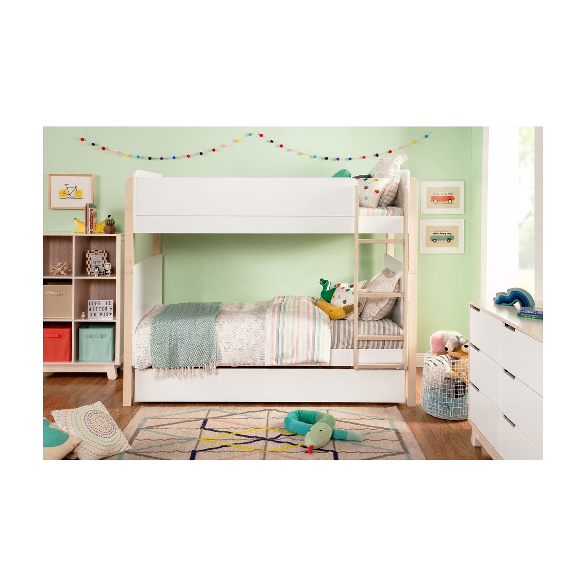 Tiptoe Bunk Bed - White Washed Natural