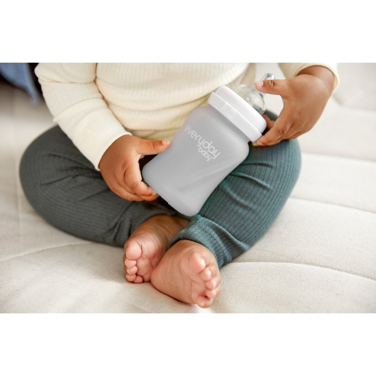 Glass Baby Bottle (150ml) - Quiet Grey