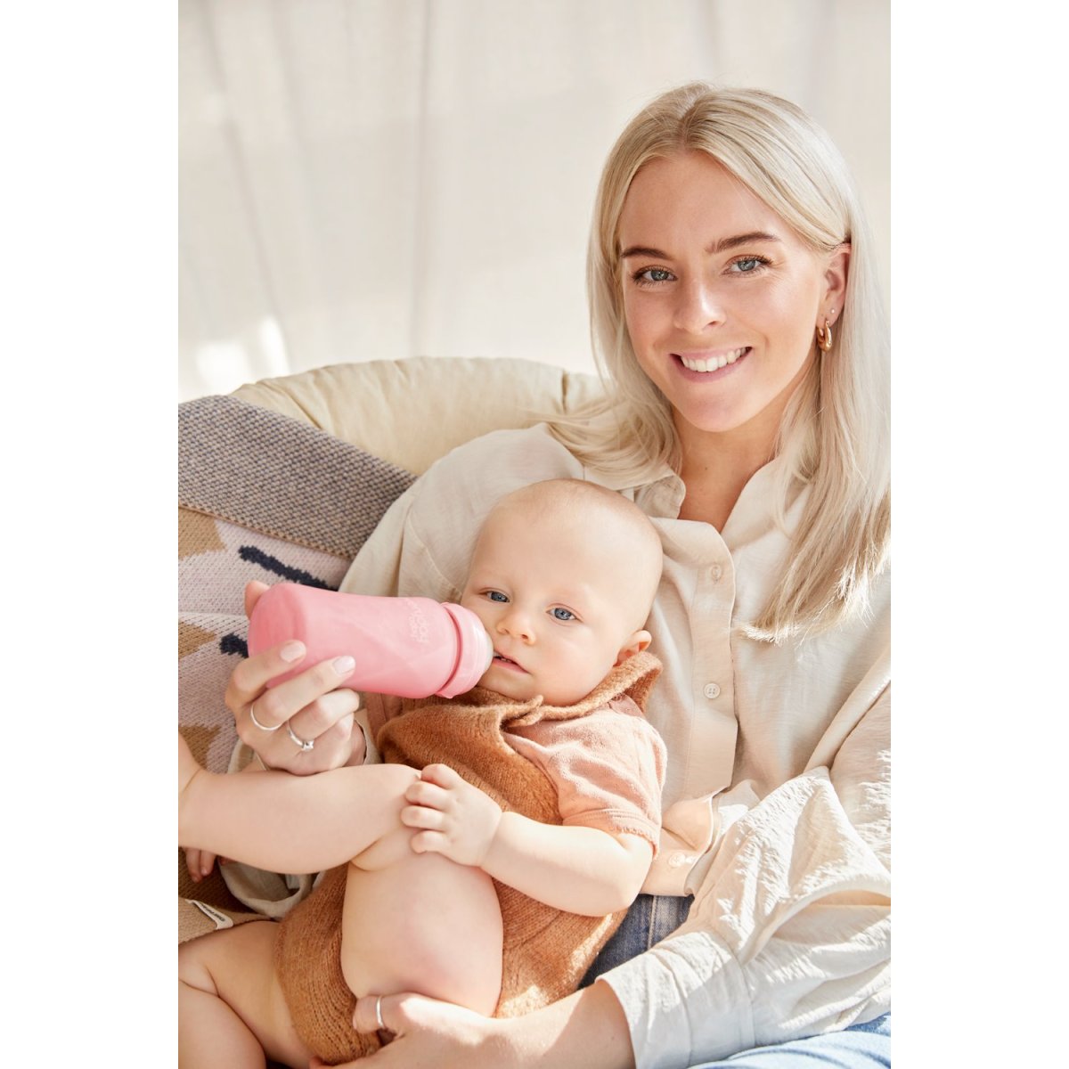 Glass Baby Bottle (240mL) - Rose Pink