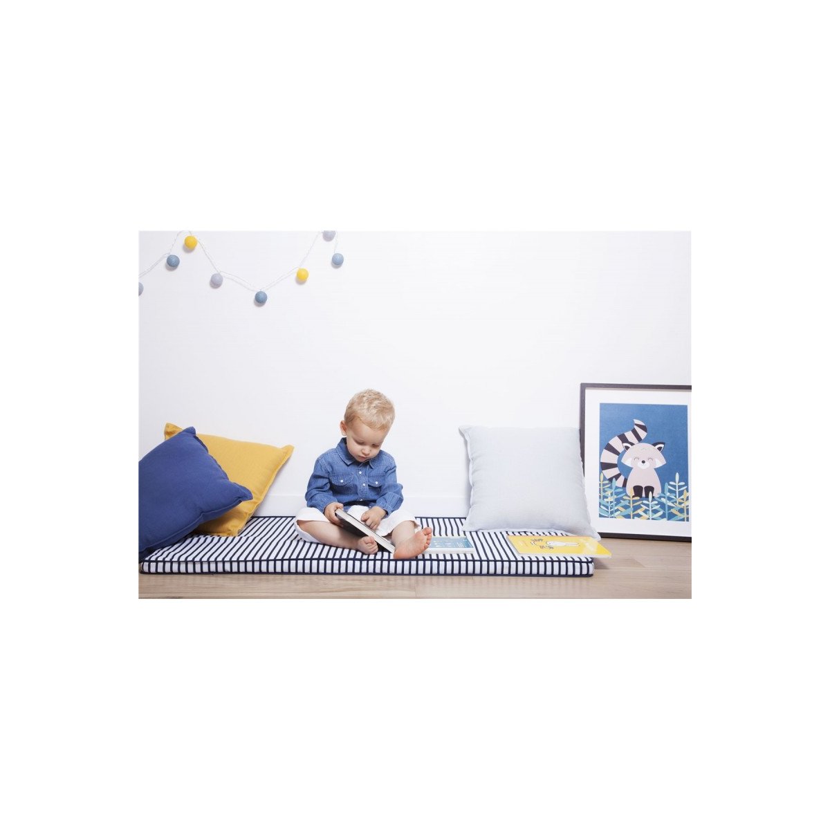 Floor Mattress - Blue Stripes