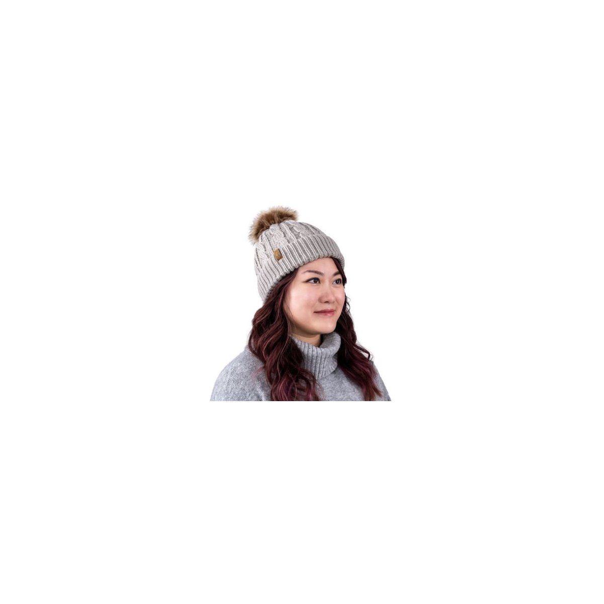 Cable Knit Beanie Adult Size - Grey