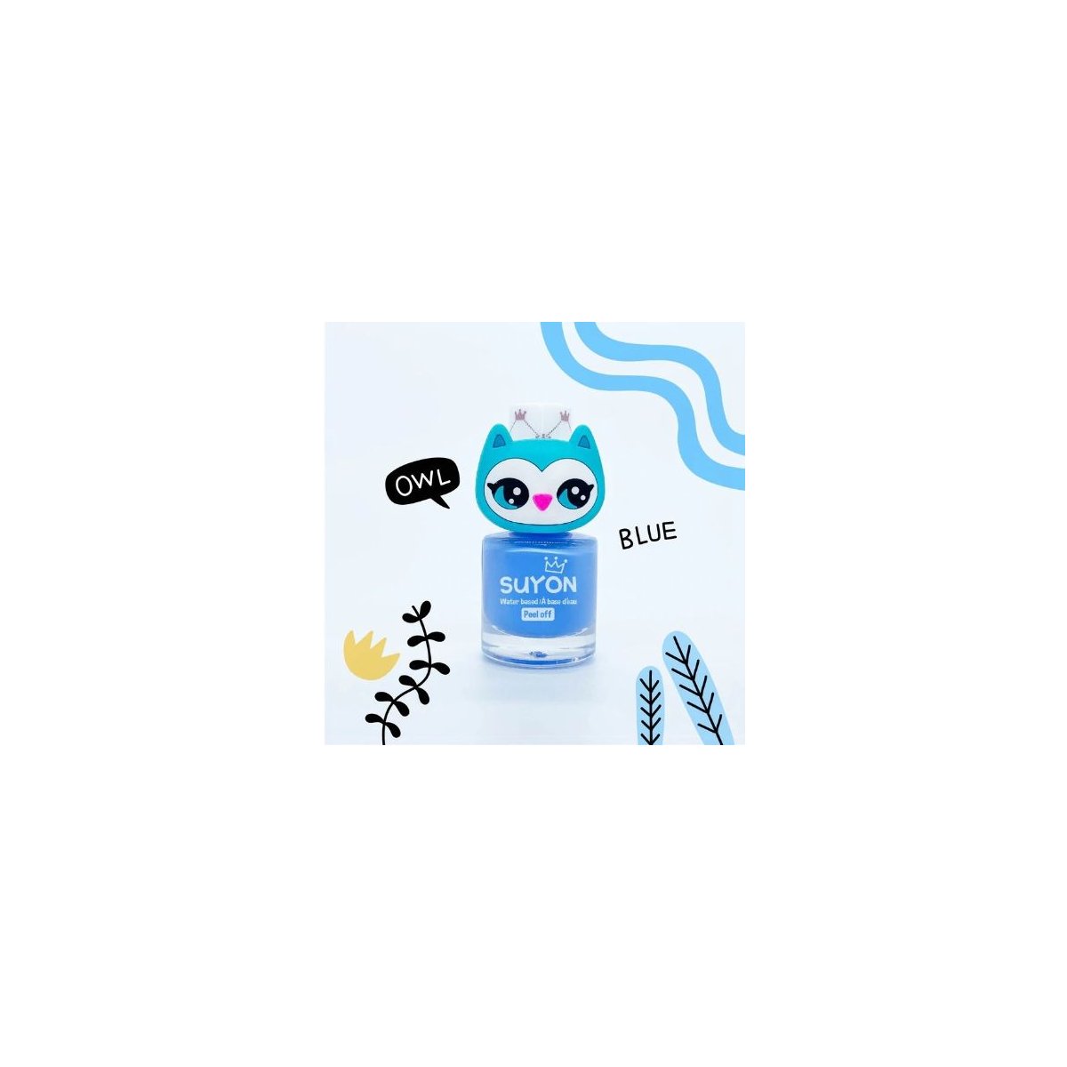 Peel Off Nail Polish Blue with Owl Ring