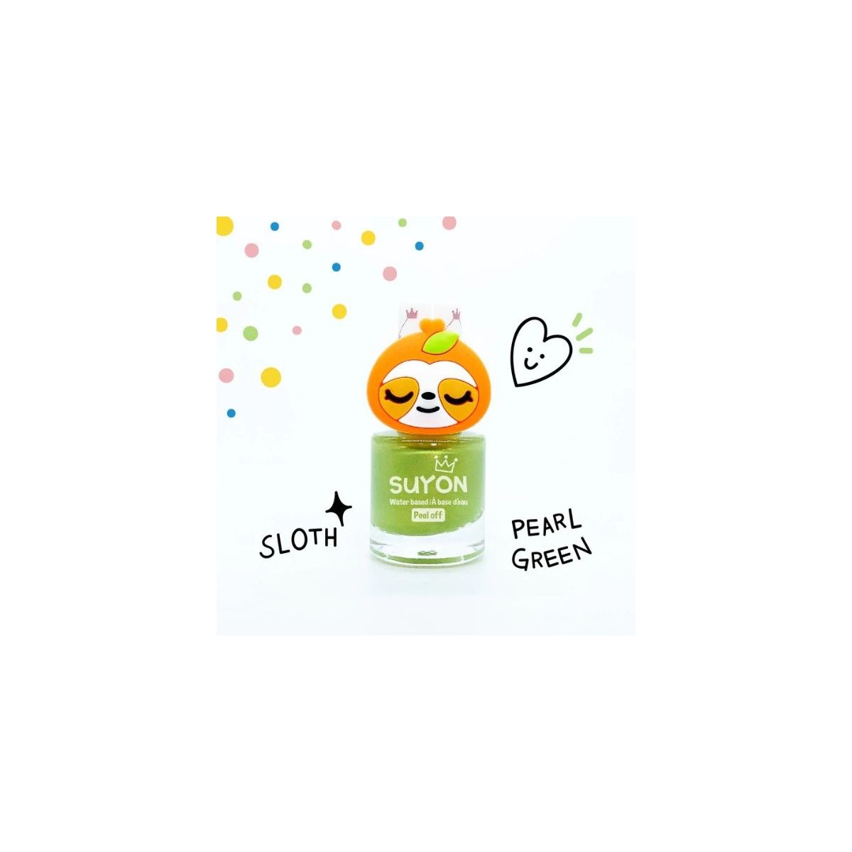 Peel Off Nail Polish Pearl Green with Sloth Ring