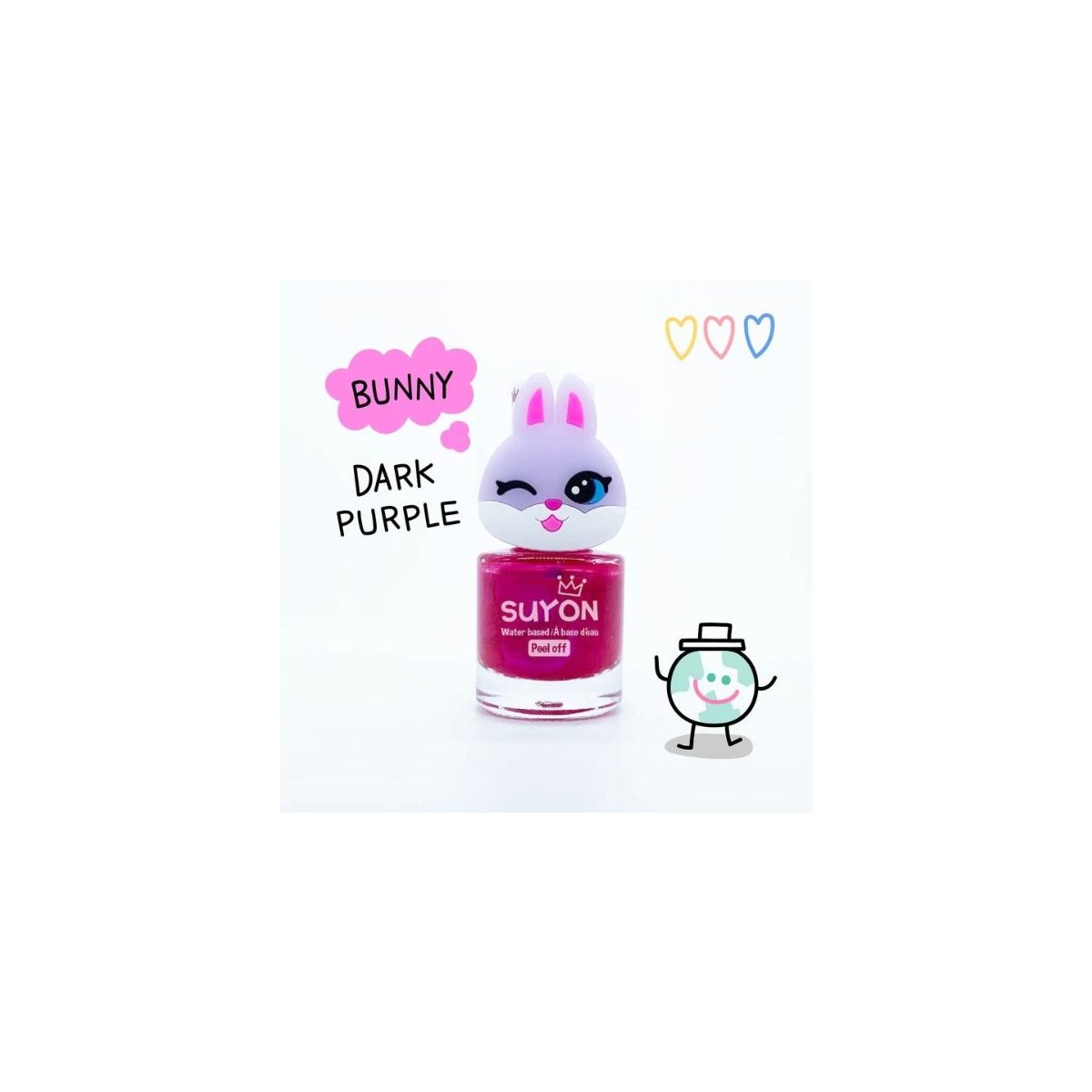 Peel Off Nail Dark Purple with Bunny Ring