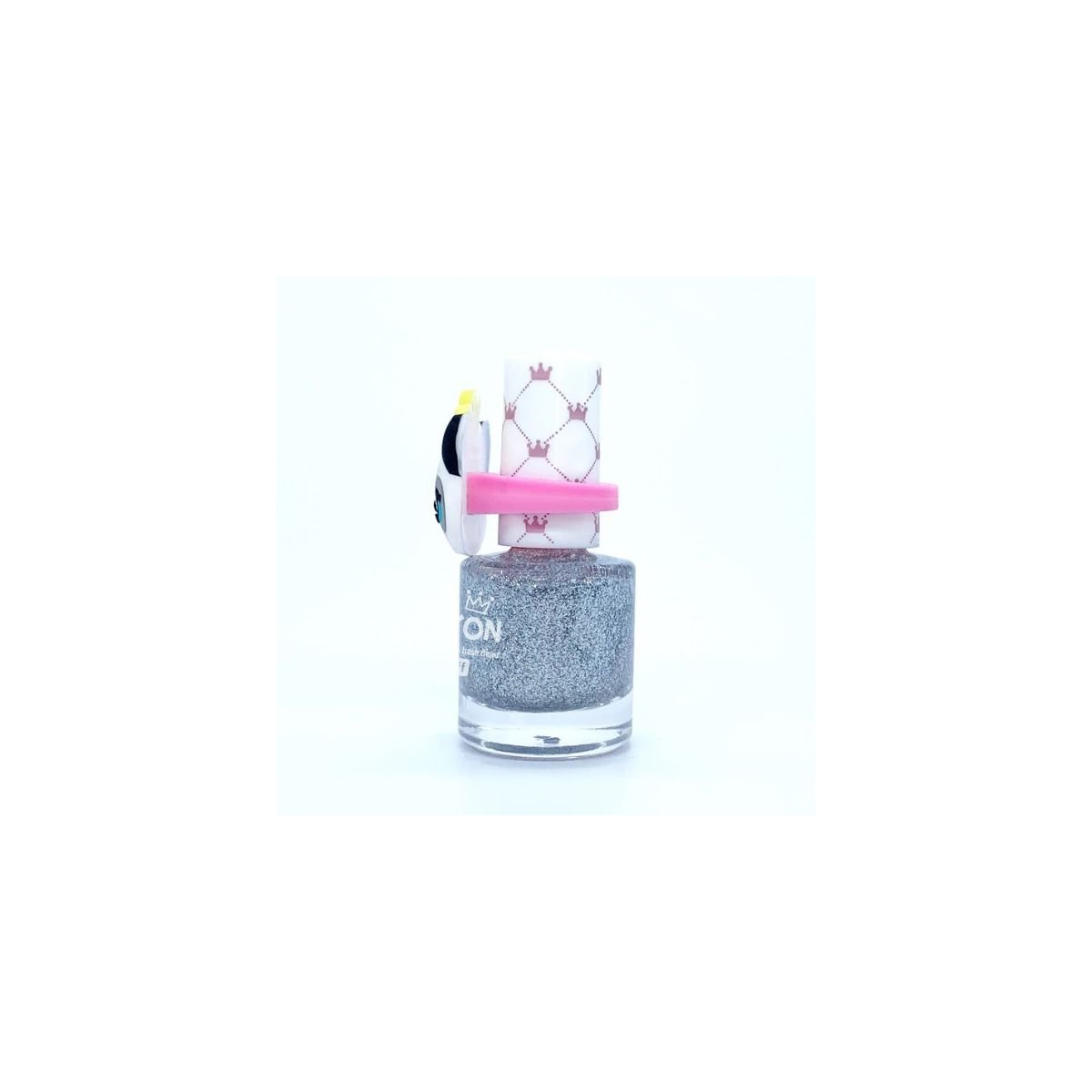 Peel Off Nail Polish Glitter Silver with Panda Ring