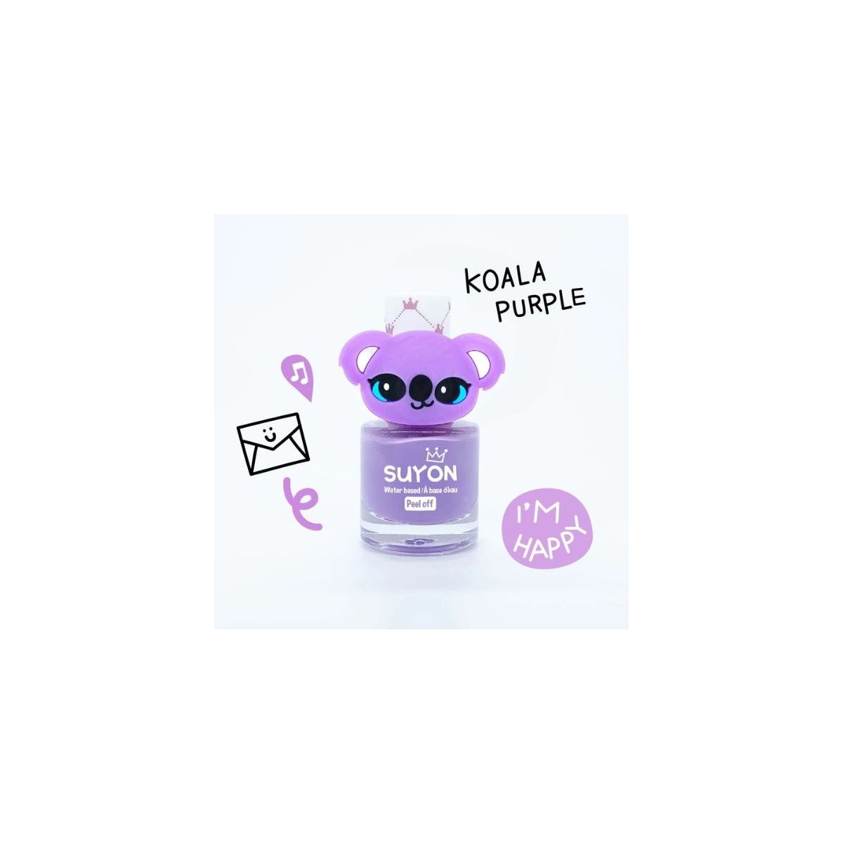 Peel Off Nail Polish Purple with Koala Ring