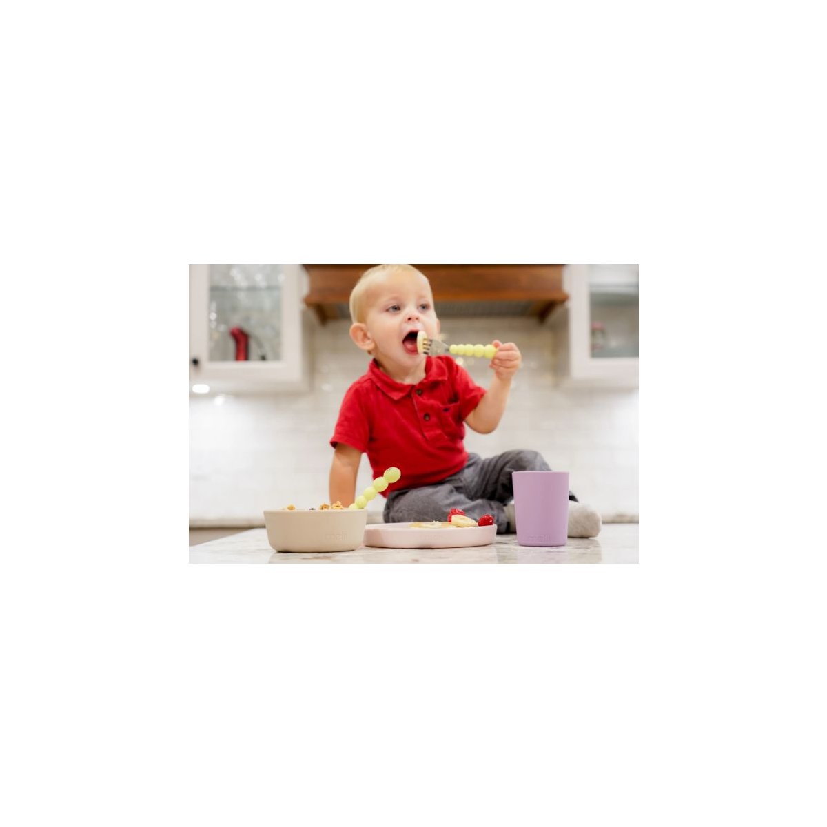 3 Piece Silicone Feeding Set (Purple / Grey / Pink)