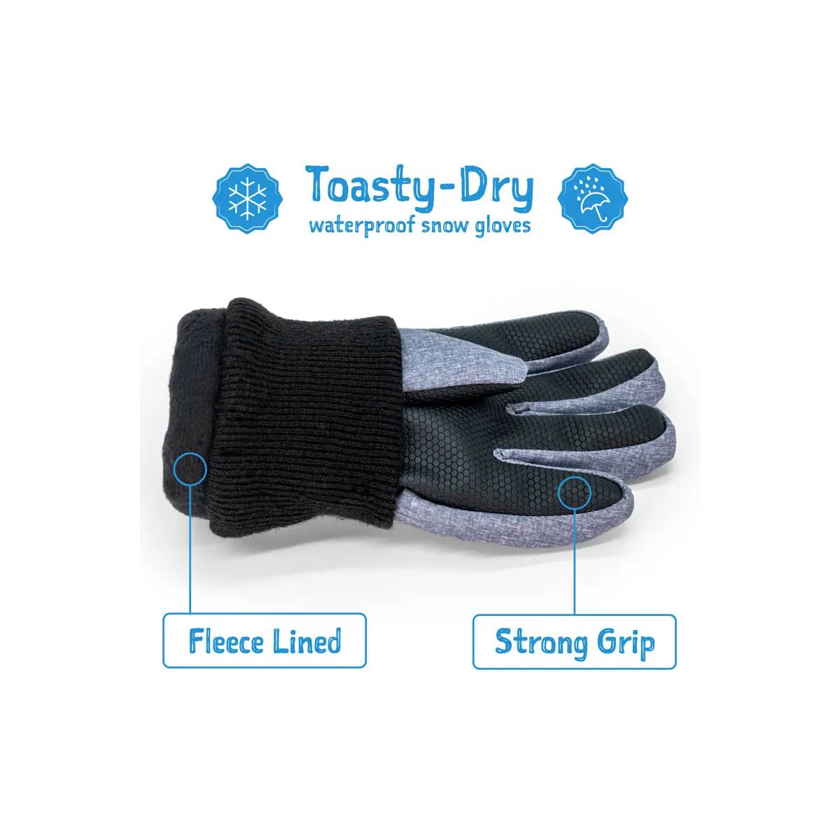 Toasty-Dry Waterproof Snow Gloves Heather Grey