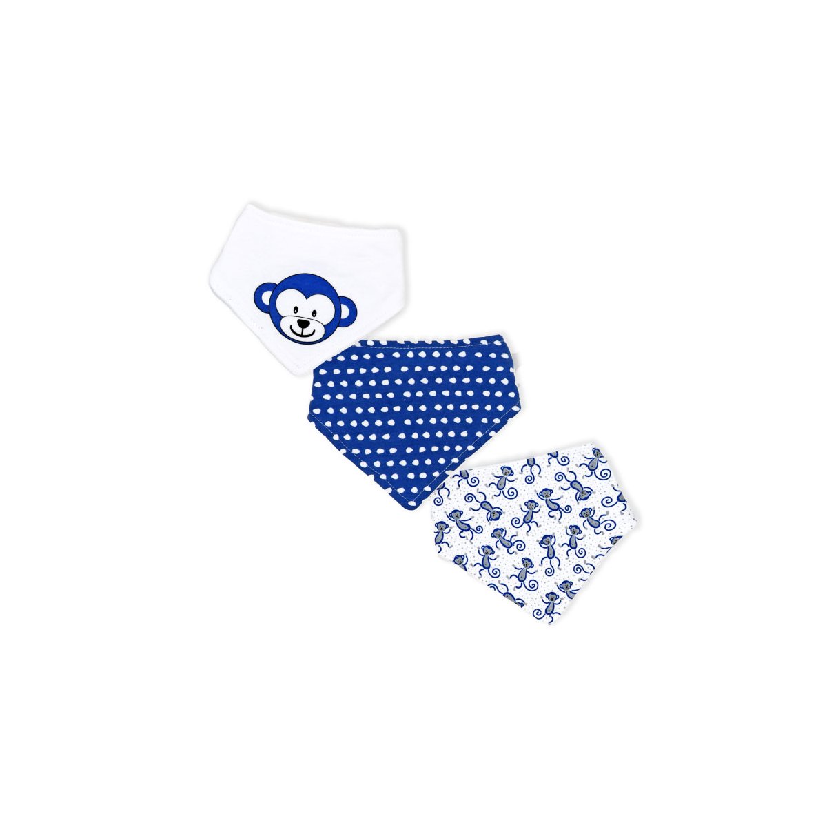 3 Pack Bandana Bib - Navy Monkey