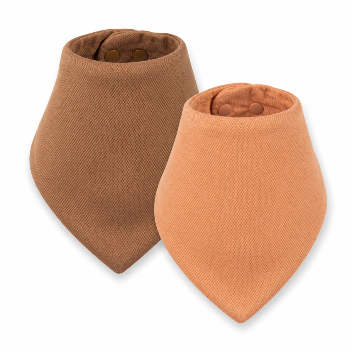 Kaffle Bandana Bib 2 Pack - Peach/Brown