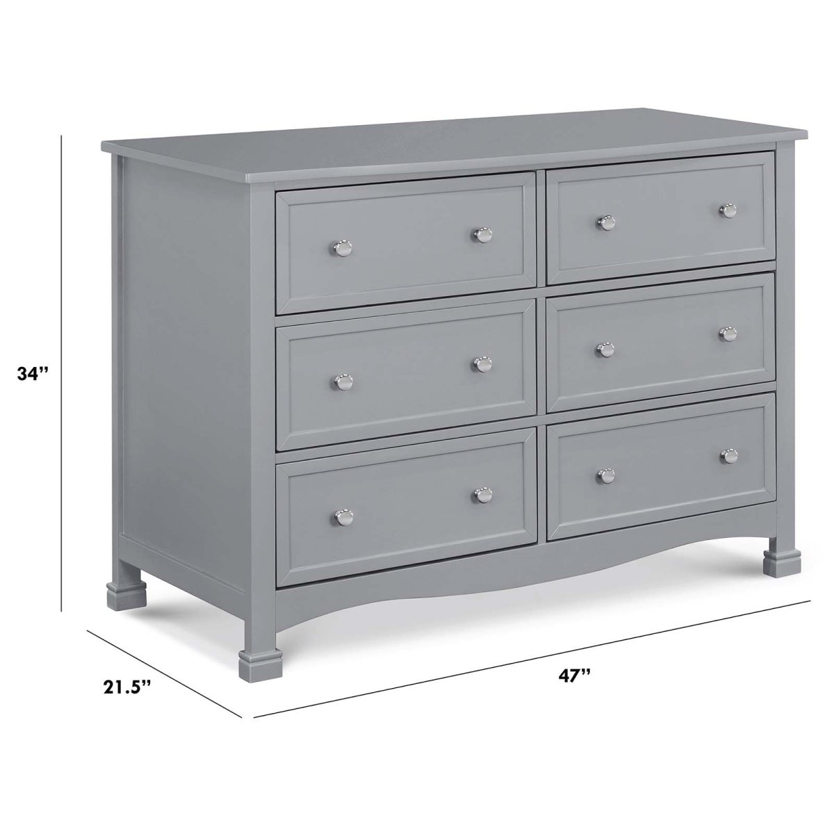 Kalani 6 Drawer Double Wide Dresser Grey