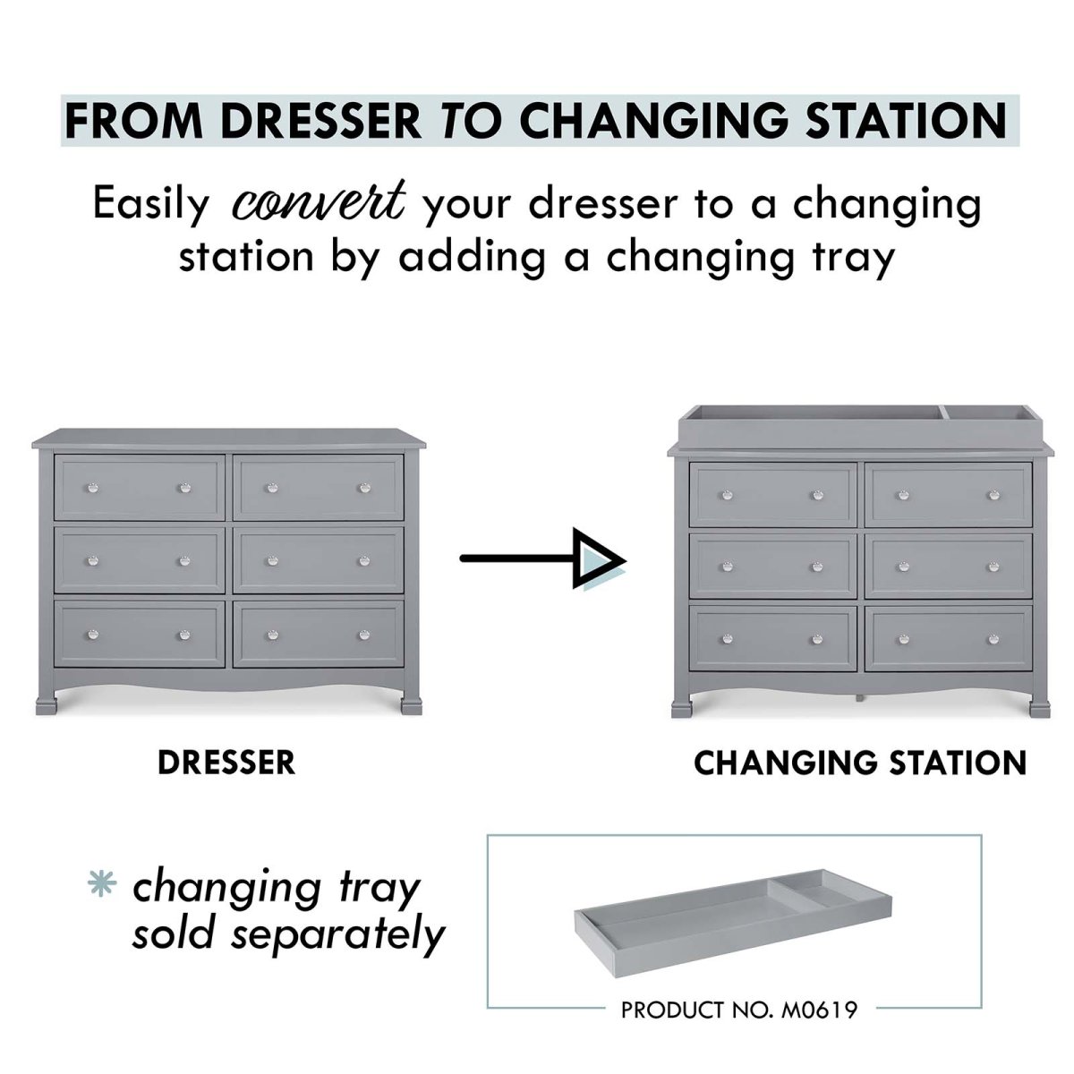 Kalani 6 Drawer Double Wide Dresser Grey