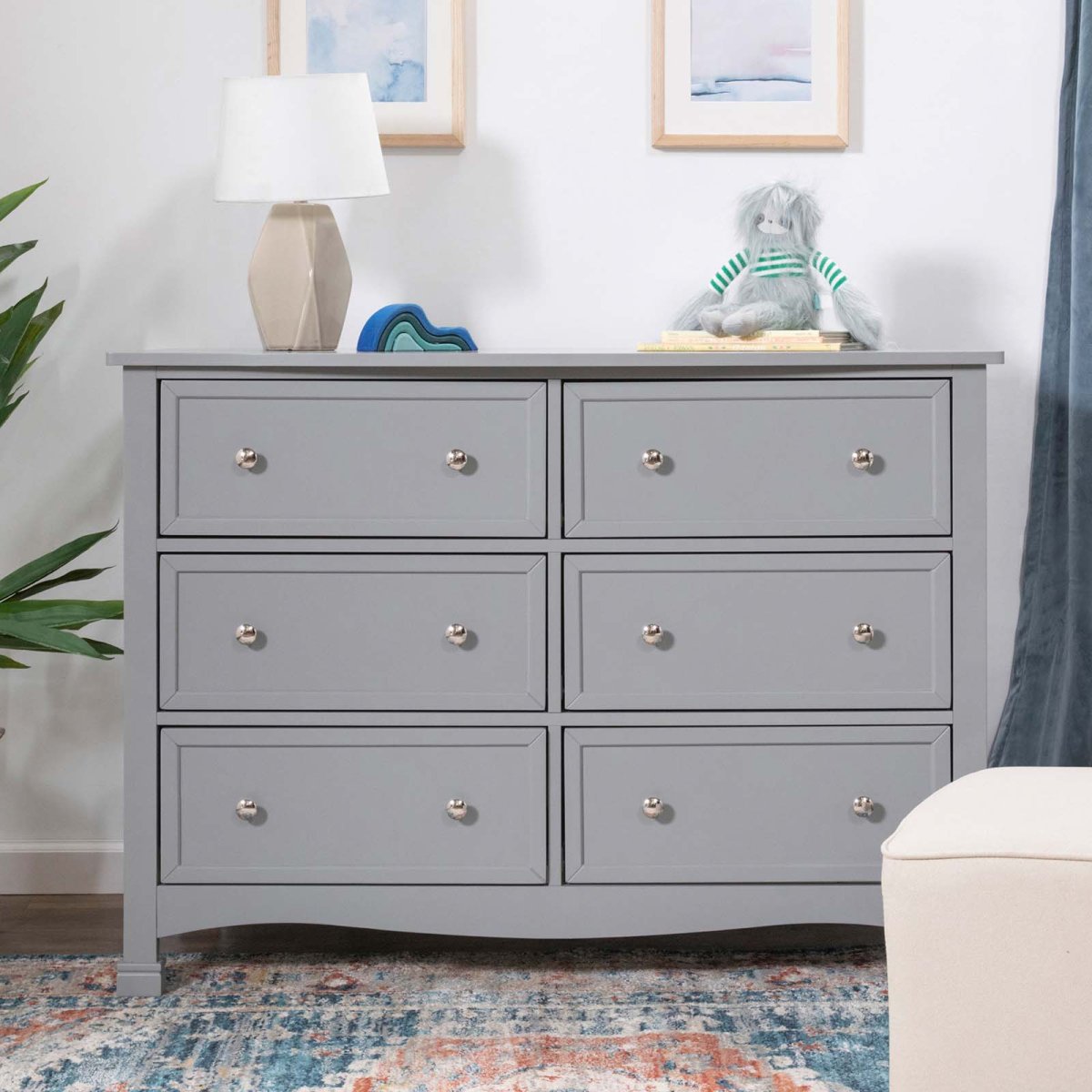 Kalani 6 Drawer Double Wide Dresser Grey