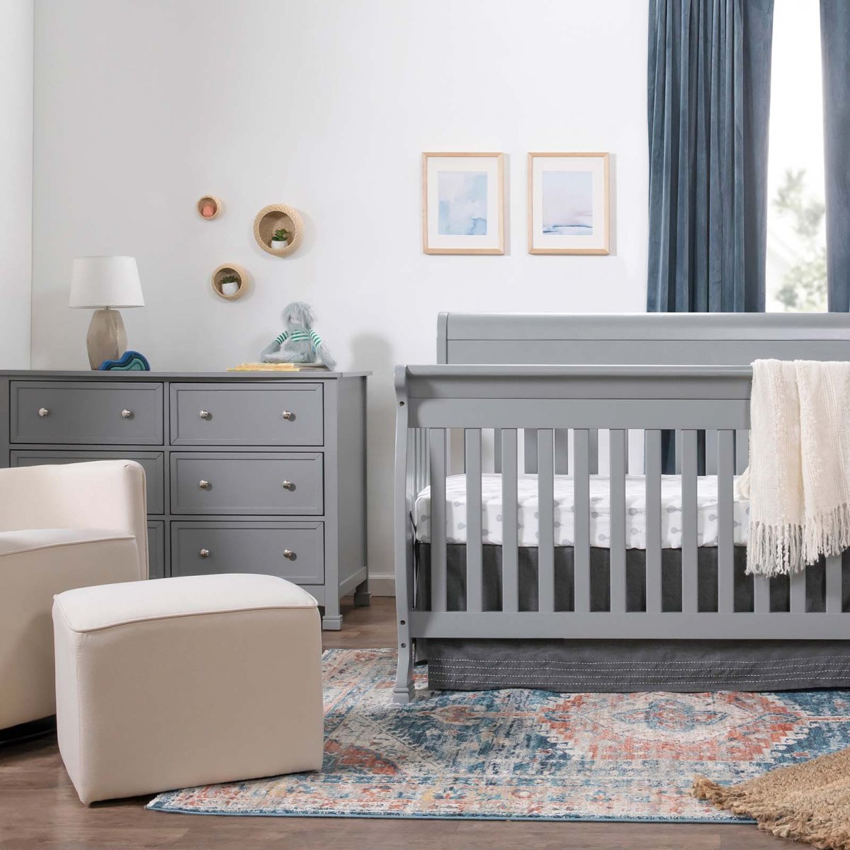 Kalani 6 Drawer Double Wide Dresser Grey