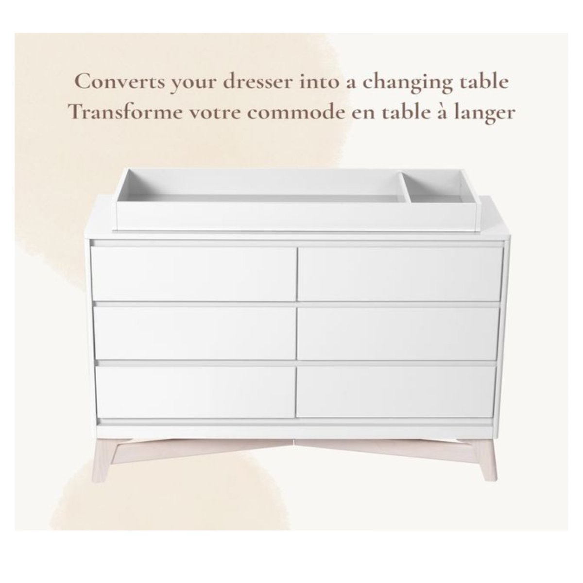 KD Pala Collection Double Dresser Topper Change Table Top - White