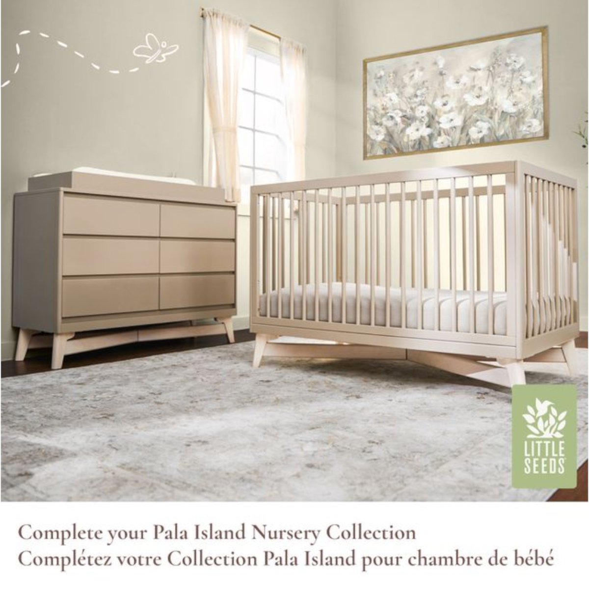 KD Pala Collection Double Dresser Topper Change Table Top - White