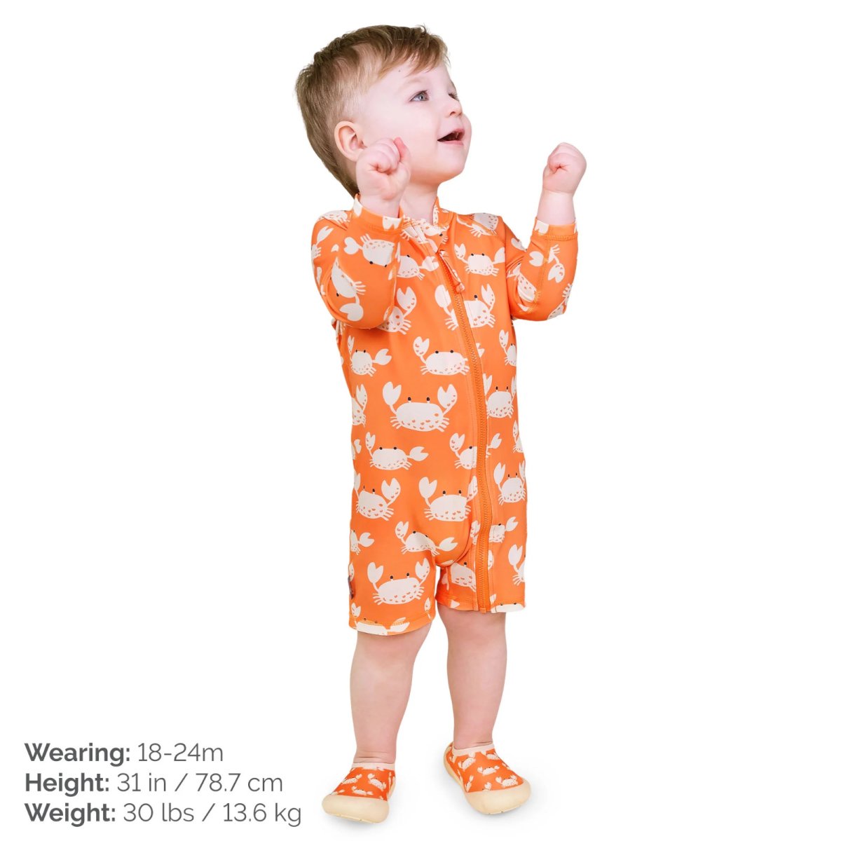 Kids One Piece UV Sun Suit - Crabby Crab X- Large