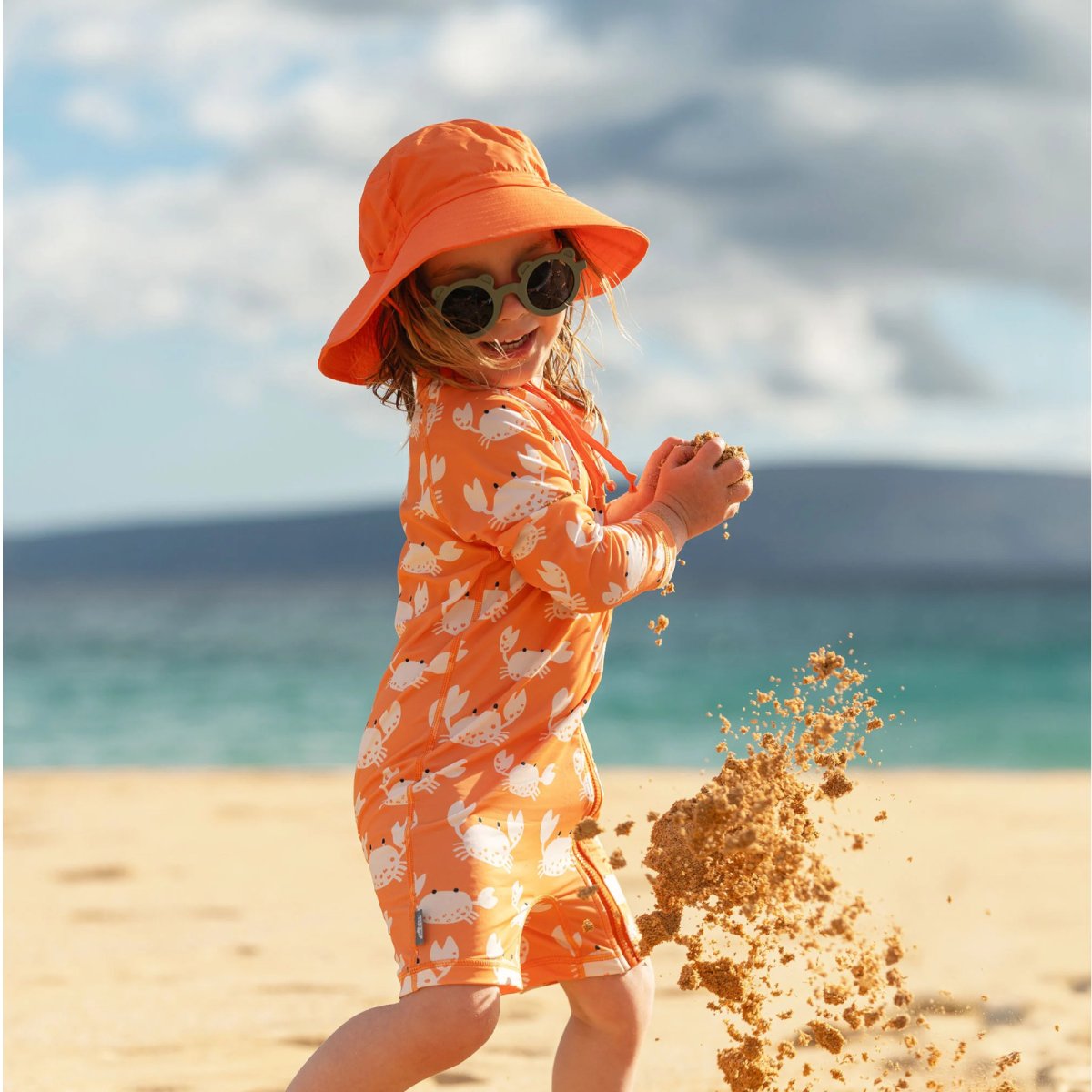 Kids One Piece UV Sun Suit - Crabby Crab X- Large