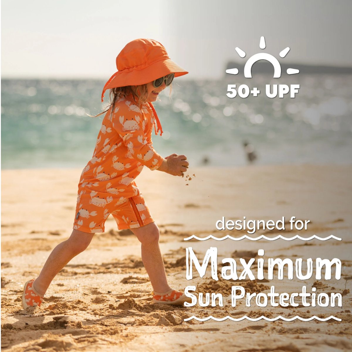 Kids One Piece UV Sun Suit - Crabby Crab