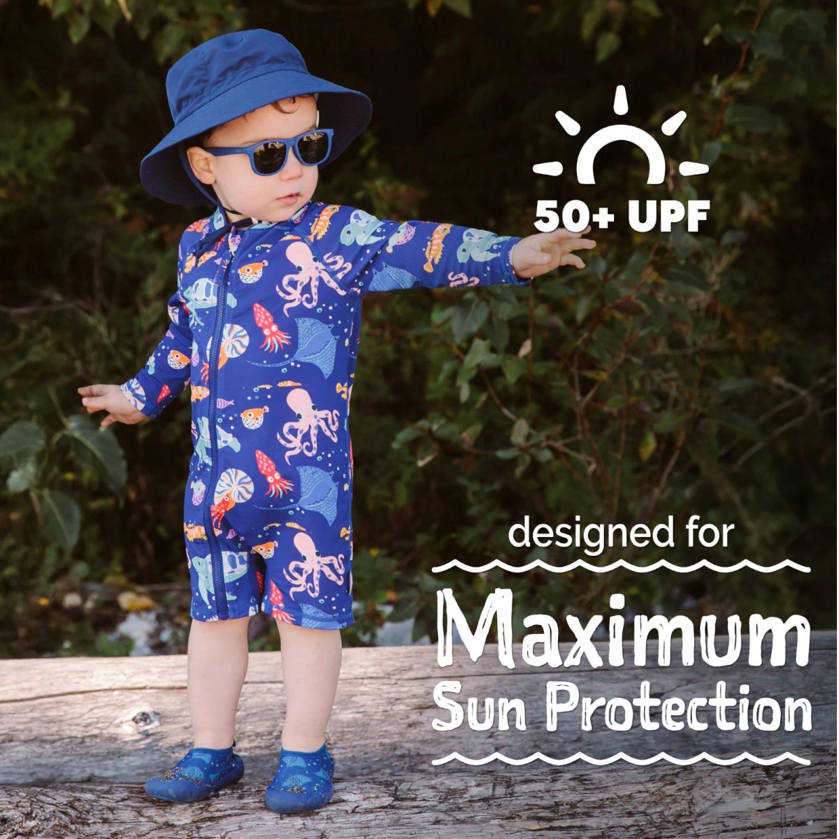 Kids One Piece UV Sun Suit - Sea Friends