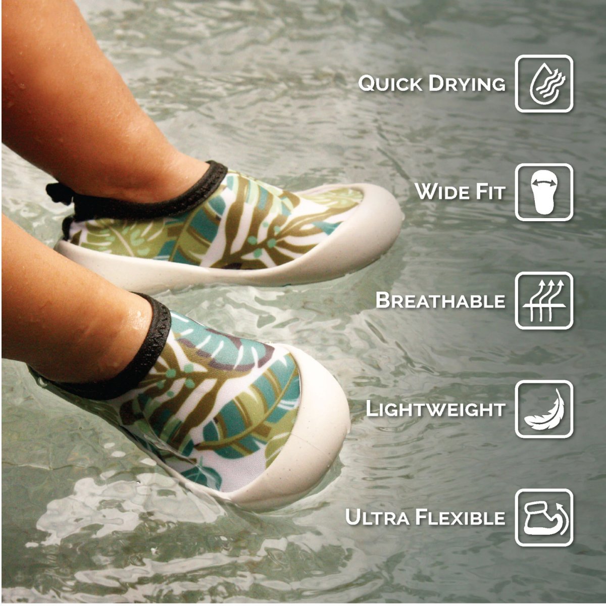 Kids Water Shoes - Green Tropical