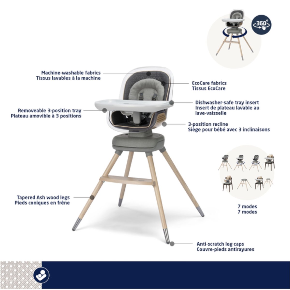 Kiskadee 360 Rotating High Chair - Onyx Heritage