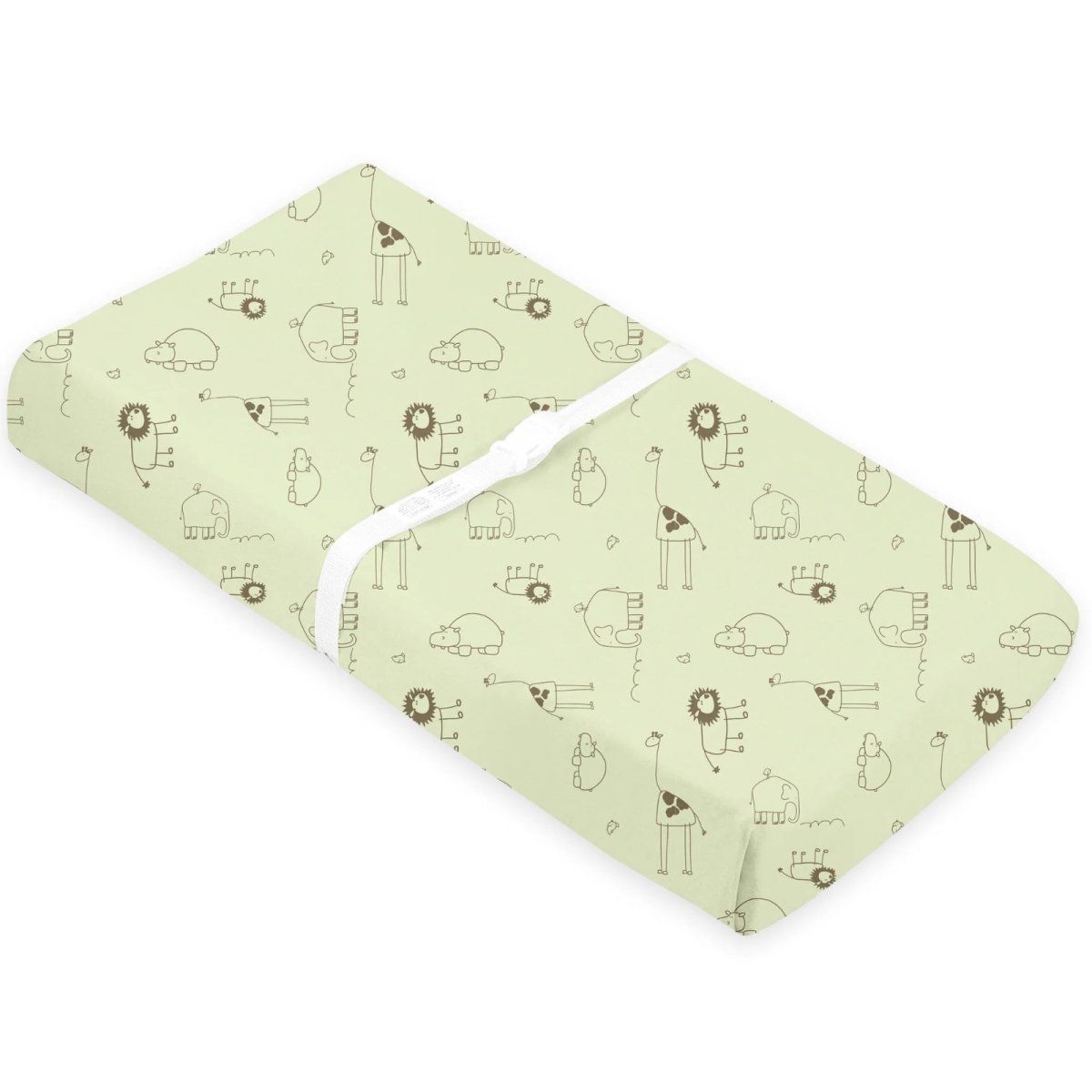 Flannel Contour Pad Sheet With Slits - Green Safari