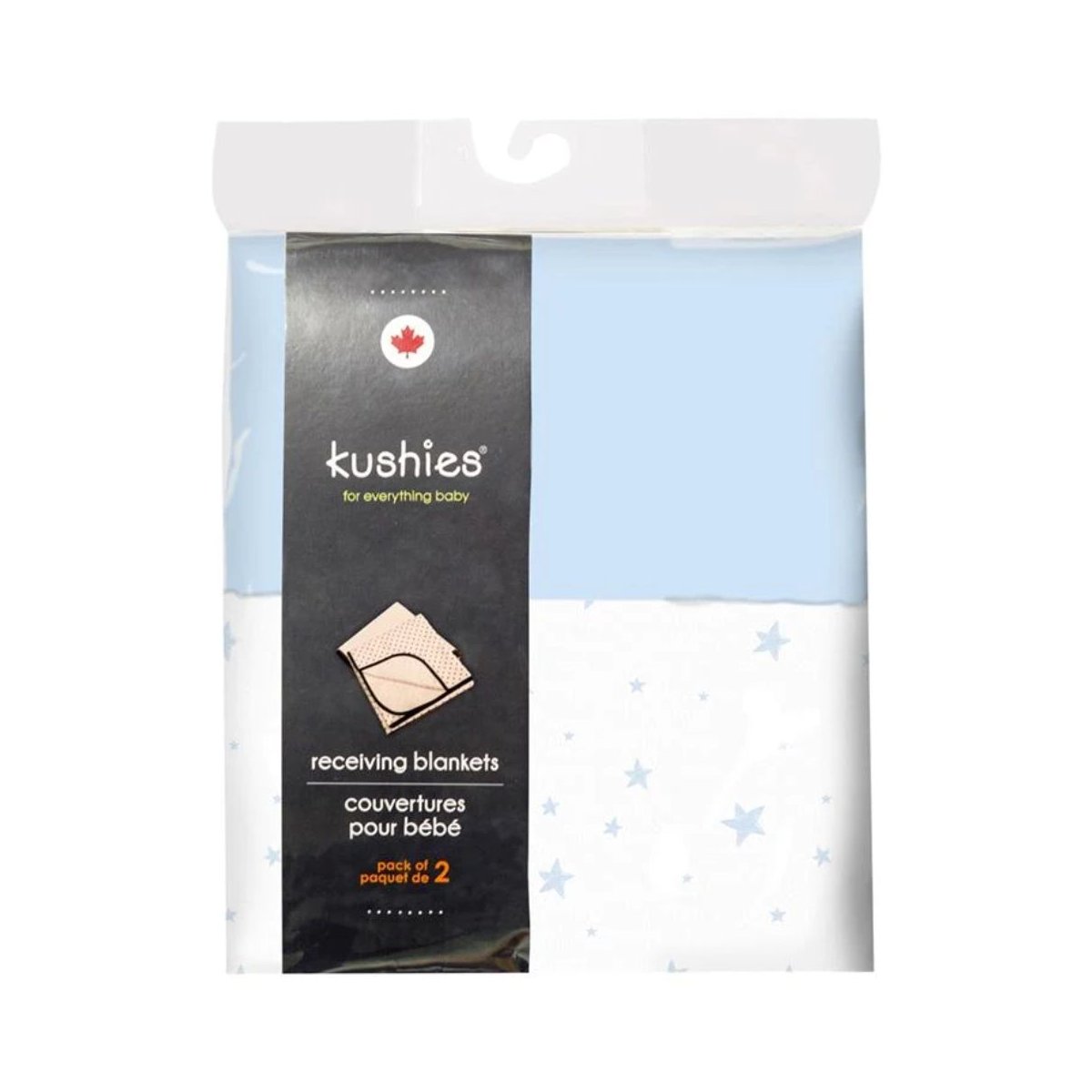 Flannel Receiving Blanket 2 Pack - Blue Solid/Stars