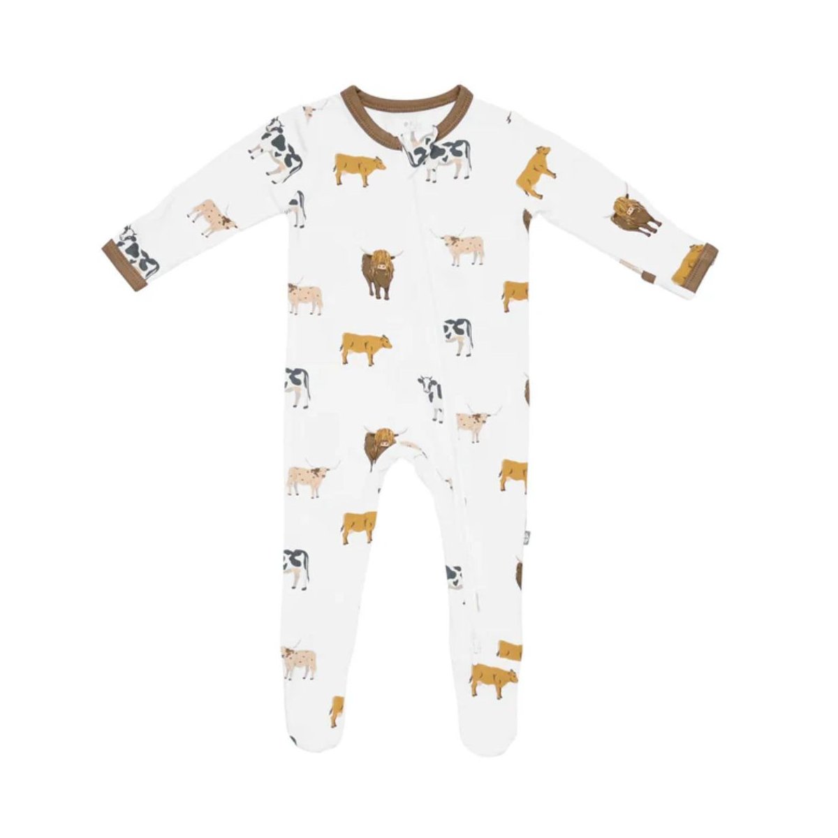 Printed Zippered Footie - Moo