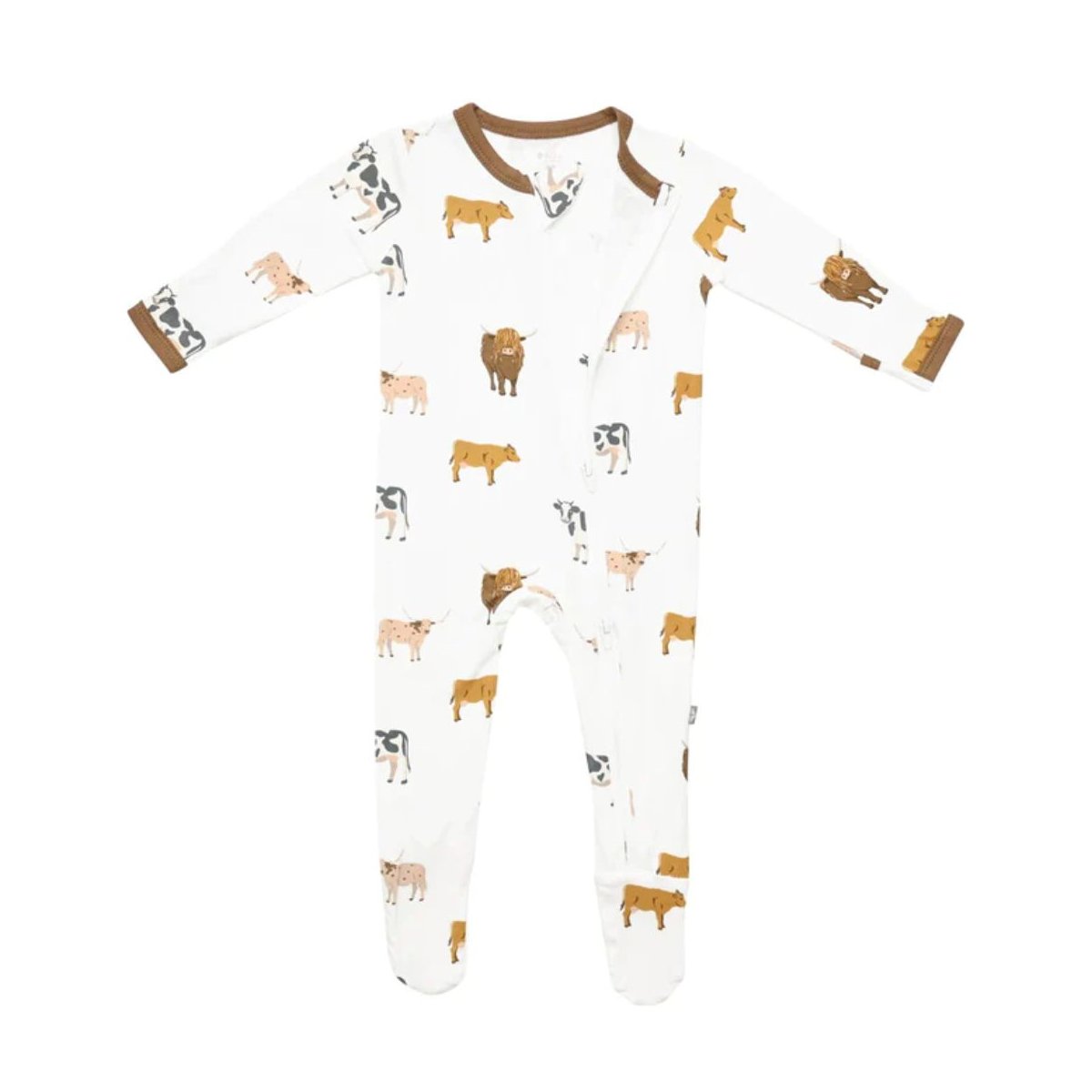 Printed Zippered Footie - Moo