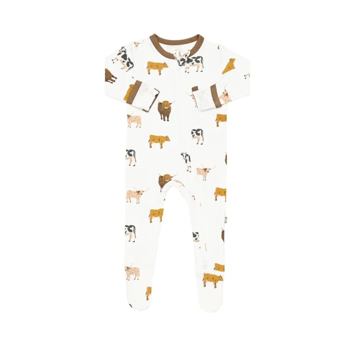 Printed Zippered Footie - Moo