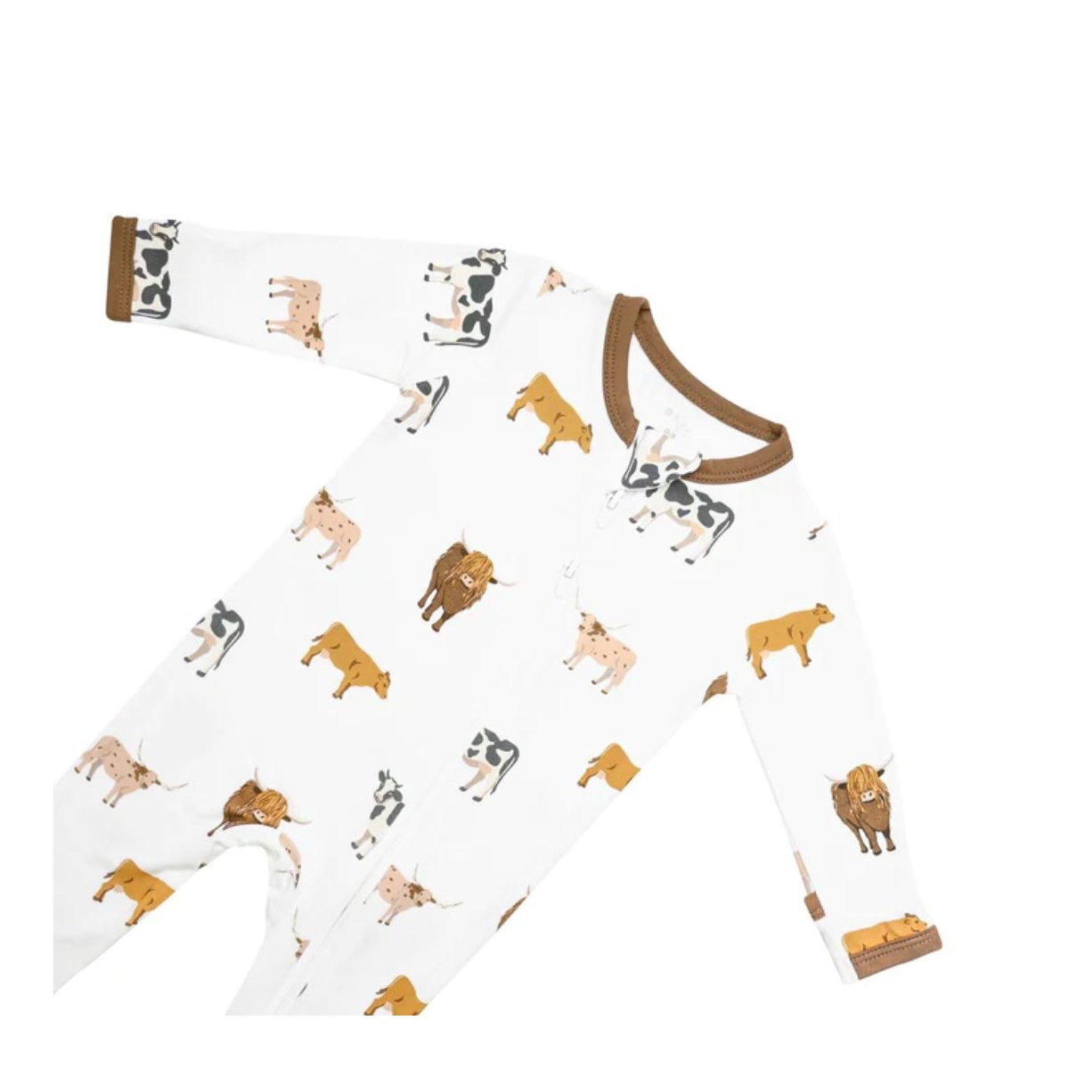 Printed Zippered Footie - Moo