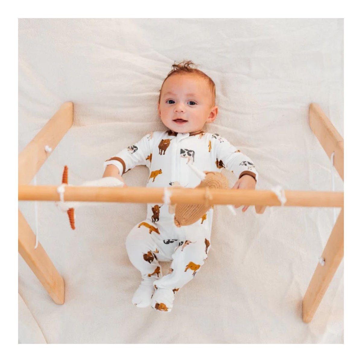 Printed Zippered Footie - Moo