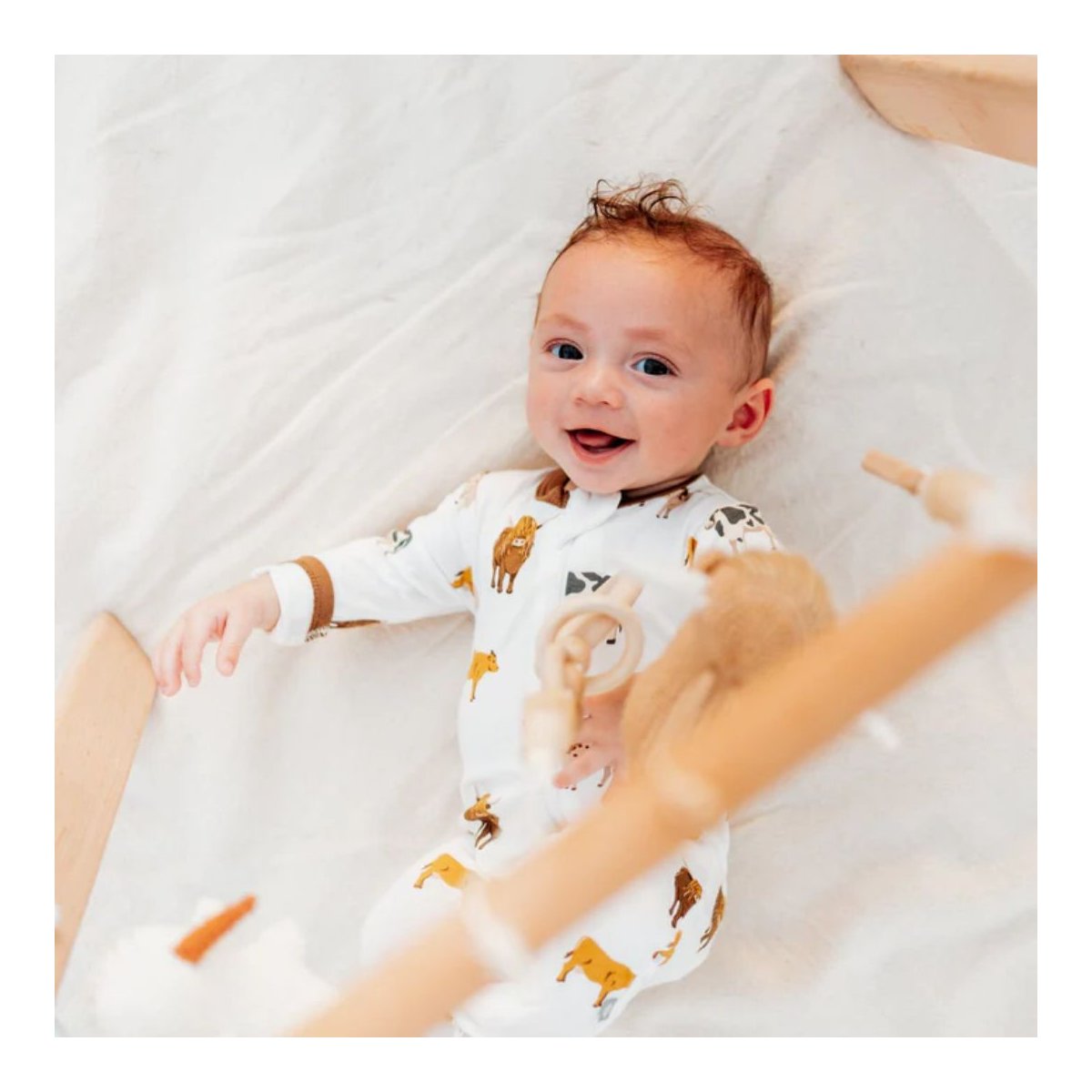 Printed Zippered Footie - Moo